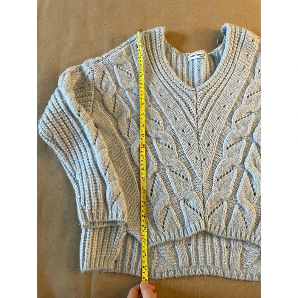 Anthropologie Sweater Size Small Blue Cable Chunky Knit Long Sleeve